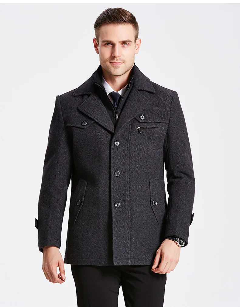 Мужской Peacoat, Мужская брендовая одежда, M-4X, зимние мужские плотные пальто, приталенные куртки, мужская повседневная теплая верхняя одежда, куртка и пальто