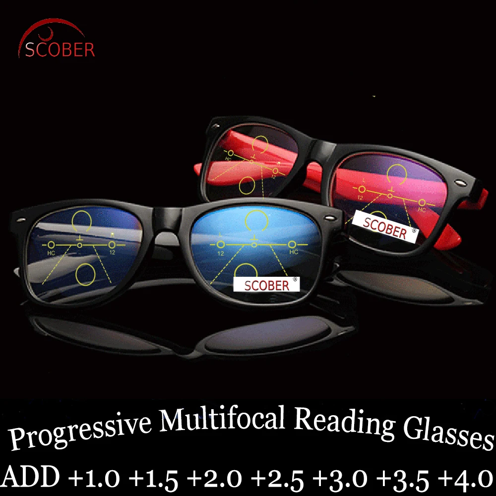 

= SCOBER = Progressive Multifocal Reading Glasses Classic rivet designer men women Eyeframe See Near And Far TOP 0 ADD +1 To +4