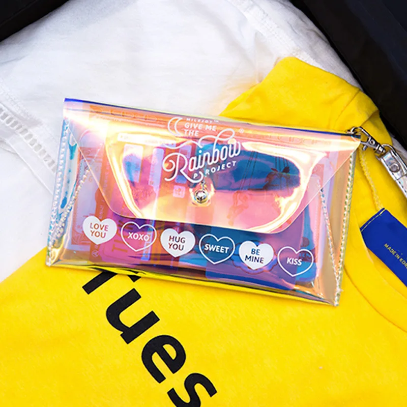 Красочные прозрачные длинные кошельки с голограммой женский модный клатч