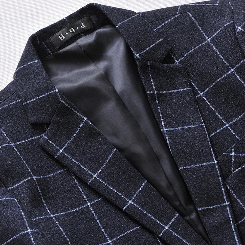 Мужские костюмы азиатского размера 2019 клетчатые облегающие свадебные 3 шт.