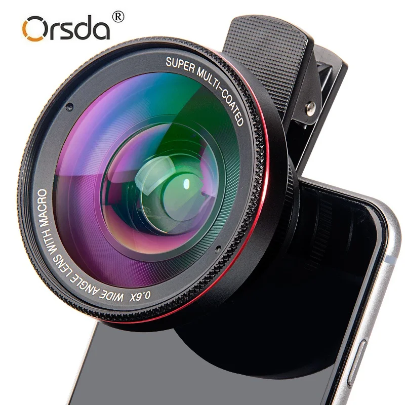 Orsda 4K HD Super 15X макро объектив Анти-искажения 0.6X широкоугольные оптические линзы из стекла Para Celular Телефон камера для смартфона объектив для телефона