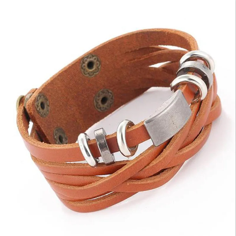 Мужской браслет Pinksee из натуральной кожи в стиле панк ручной работы | Украшения и