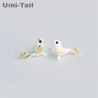 Uini-Tail горячая Распродажа, серебряные серьги в виде птиц, маленькие свежие литературные серьги в виде птиц, милые серьги с маленькими животными, высокое качество
