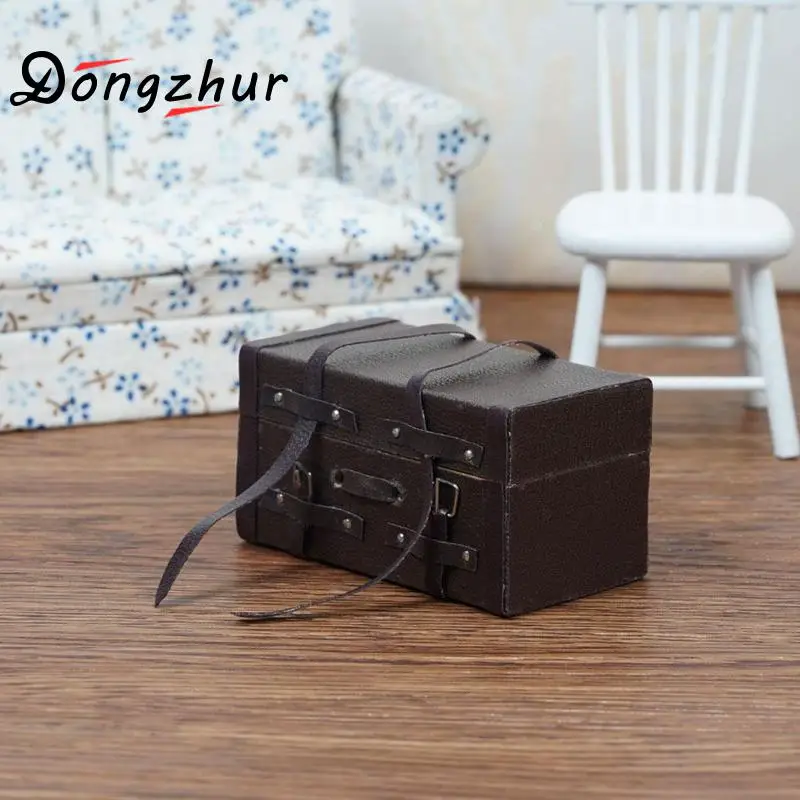 Dongzhur винтажный кожаный Ретро Чехол 1:12 кукольный домик Миниатюрная модель Diy