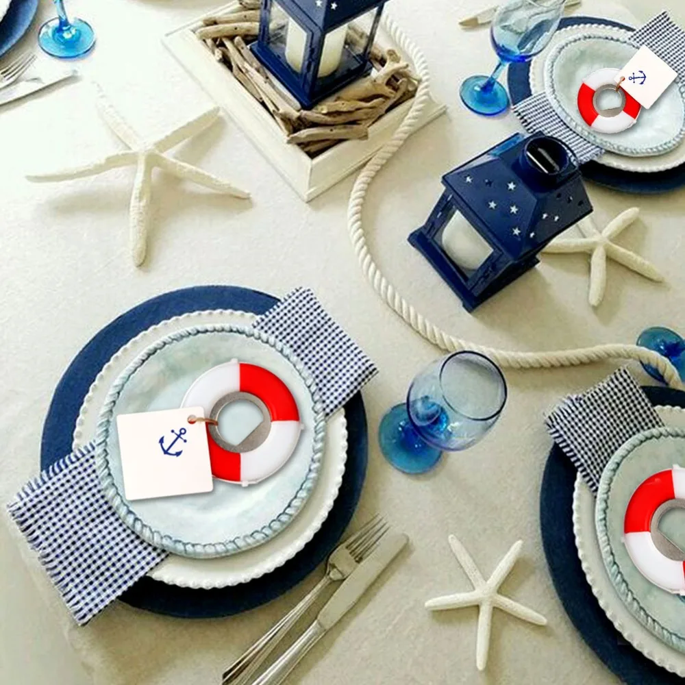 OurWarm 10 шт. Свадебные сувениры Lifesaver открывалка для бутылок с бирками морские Свадебные сувениры подарок для гостей украшение стола