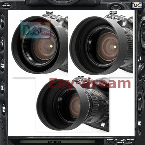 

77mm 77 mm 3-in-1 3in1 3-Stage Position Rubber Lens Hood Sunshade Cover for Canon Nikon Tokina Tamron Zeiss Sigma PA204