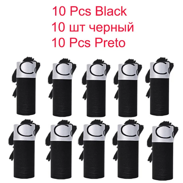 10 Pcs black Новинка, 10 шт./партия, мужское нижнее белье, эластичные, широкие, мужские боксеры, короткие, дышащие, нижнее белье, сексуальные, Cueca, боксеры для мужчин, брендовые, мужские боксеры - Цвет: 10 Pcs black