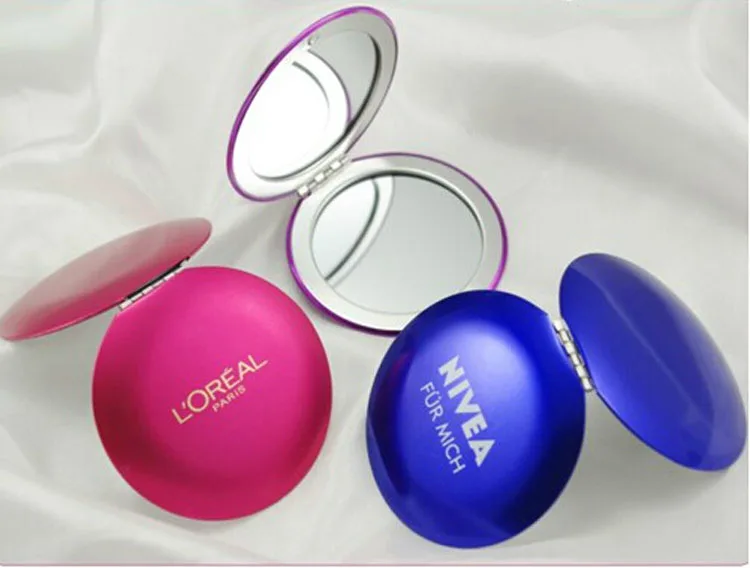 Индивидуальные компактный Гримерное зеркало Портативный металла алюминиевая