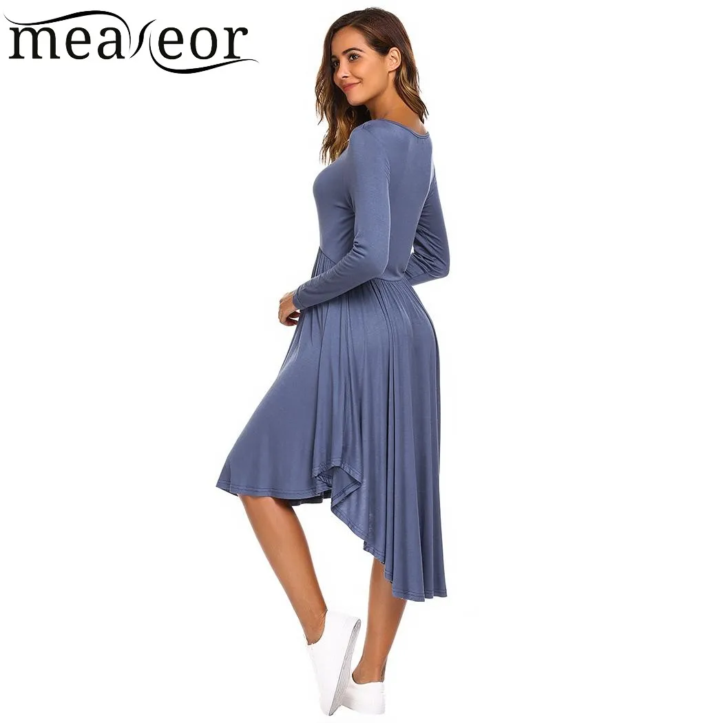 Женское асимметричное плиссированное платье Meaneor повседневное эластичное