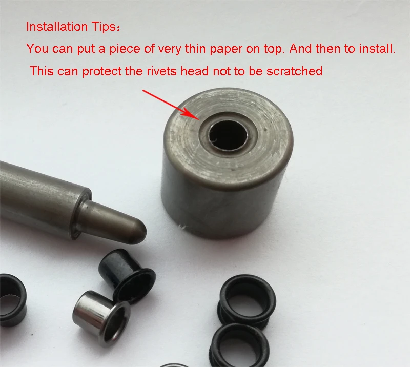 1pcs tool+ 500pcs #8-8-7.2 (1/4&quot length under flange x 1/4&quot outside diameter) GunBlack brass Eyelets krivets for .06&quot~0.8&quot Kydex |