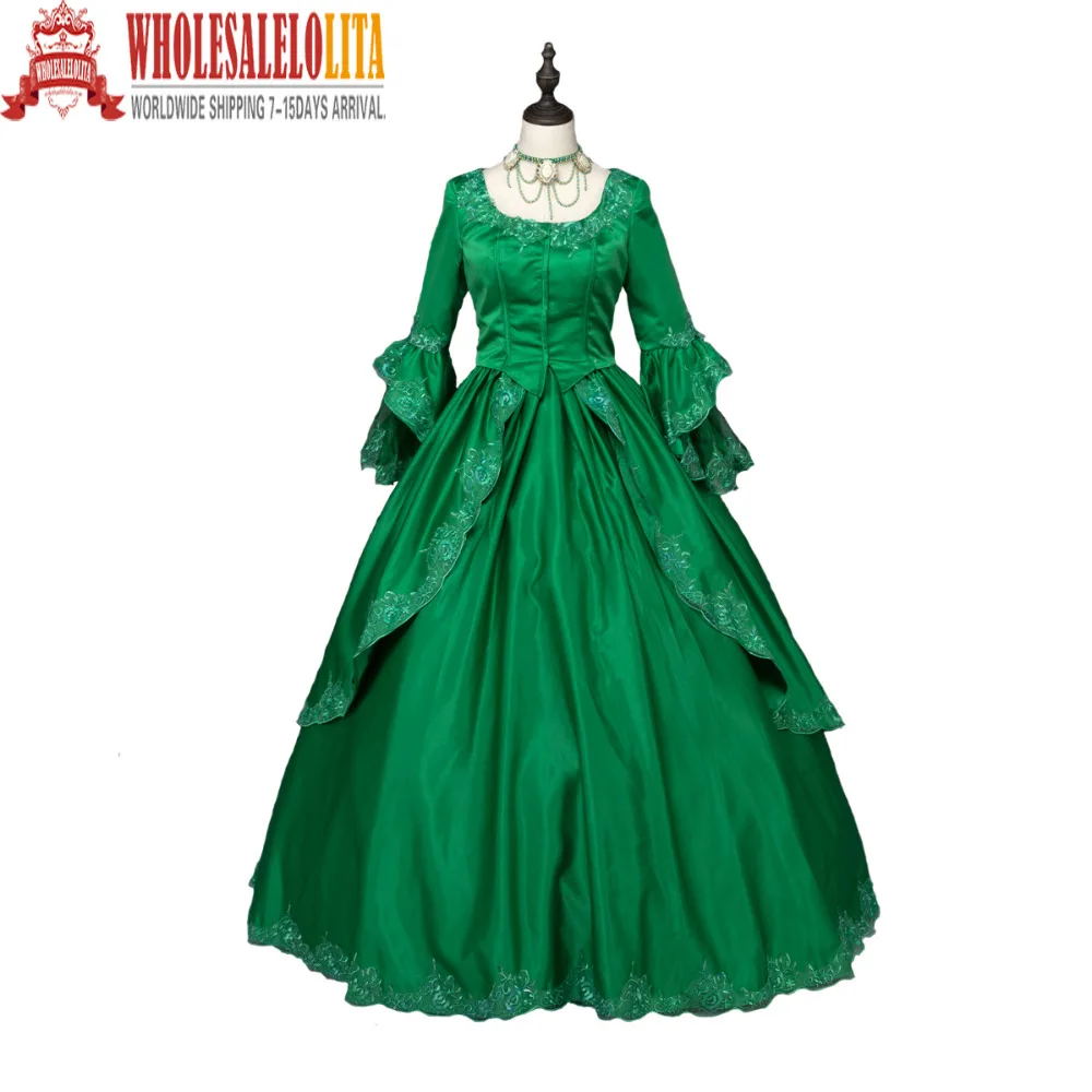 

Зеленое качовое платье Марии-Антуанетты в стиле колоколоральной моды, бальное платье, одежда в стиле стимпанк, костюмы для вечерние, одежда ...