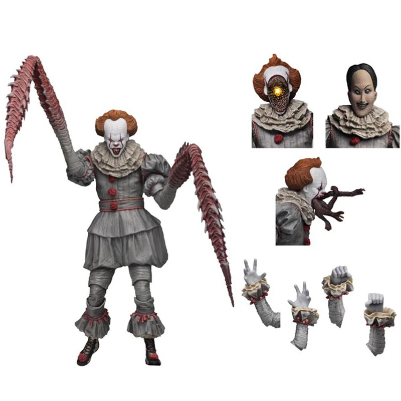Фигурка Pennywise со светодиодной подсветкой NECA 4 головки экшн-фигурка Стивена Кинга