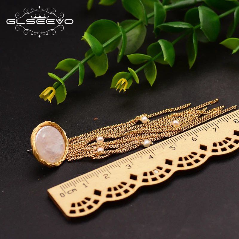 Женские длинные серьги GLSEEVO винтажные ручной работы в стиле барокко с плоской