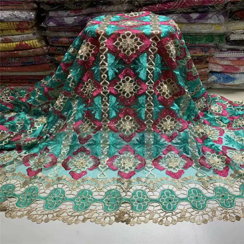 New green african lace fabric 2019 high quality french mesh beaded stones nigerian swiss fabrics for dressHX09 | Дом и сад