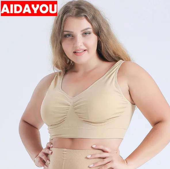 Бюстгальтер размера плюс пуш ап Бесшовные Съемные подушечки 5XL летний хлопковый