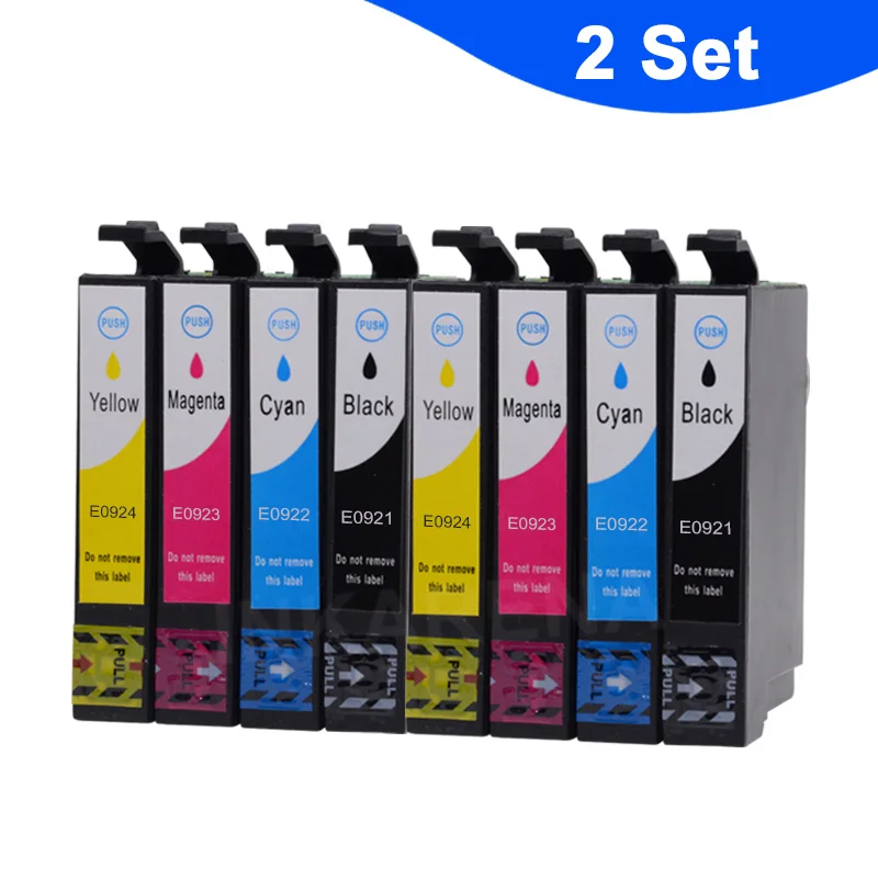 T0921 2 Set Картридж T0921 для Epson T0921N с чернилами и чипом для Epson Stylus TX117 TX119 TX109 TX106 T27 T26 C91 CX4300 принтер - Цвет: T0921 2 Set