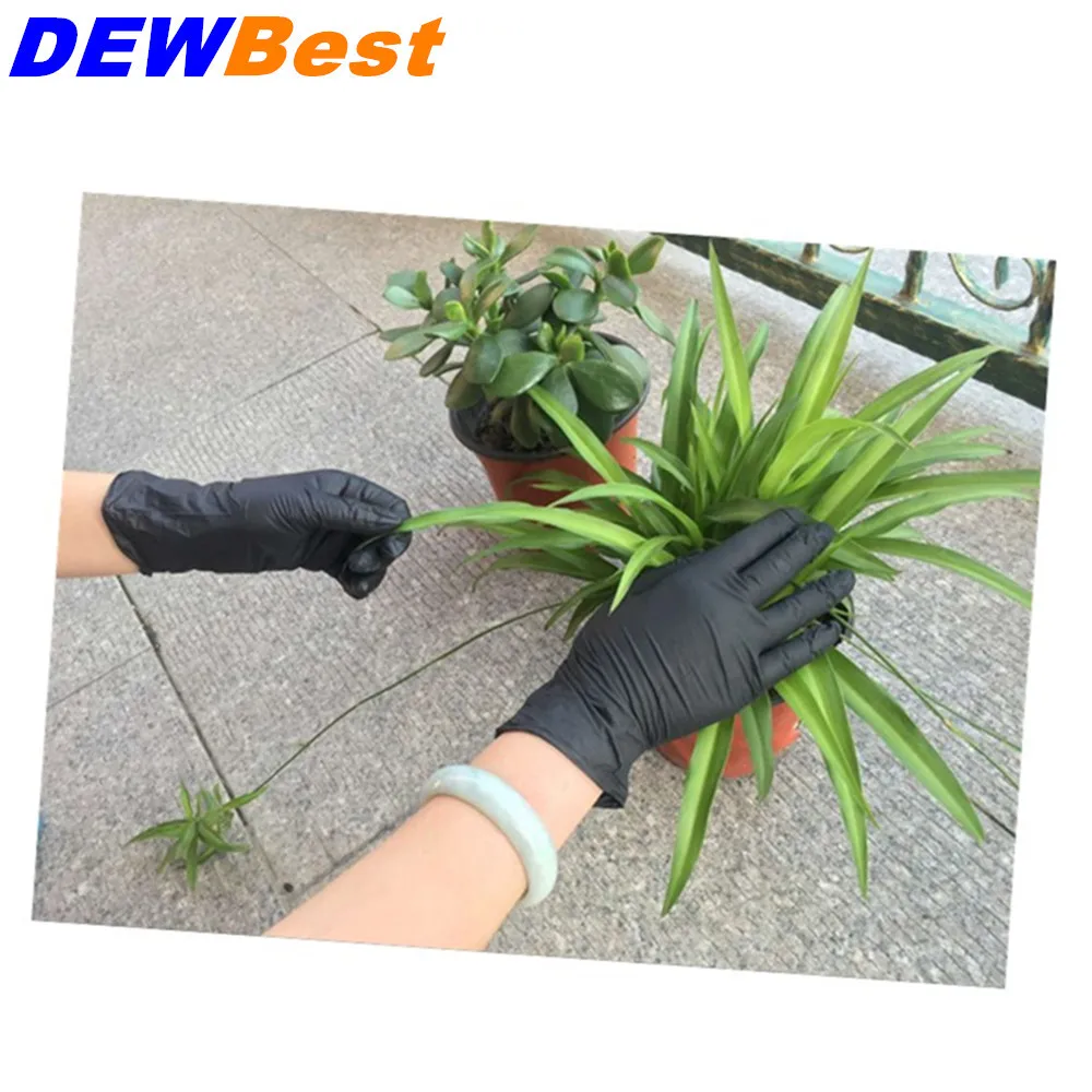 Dewbest одноразовые черный нитриловые Перчатки (порошок бесплатно) 50