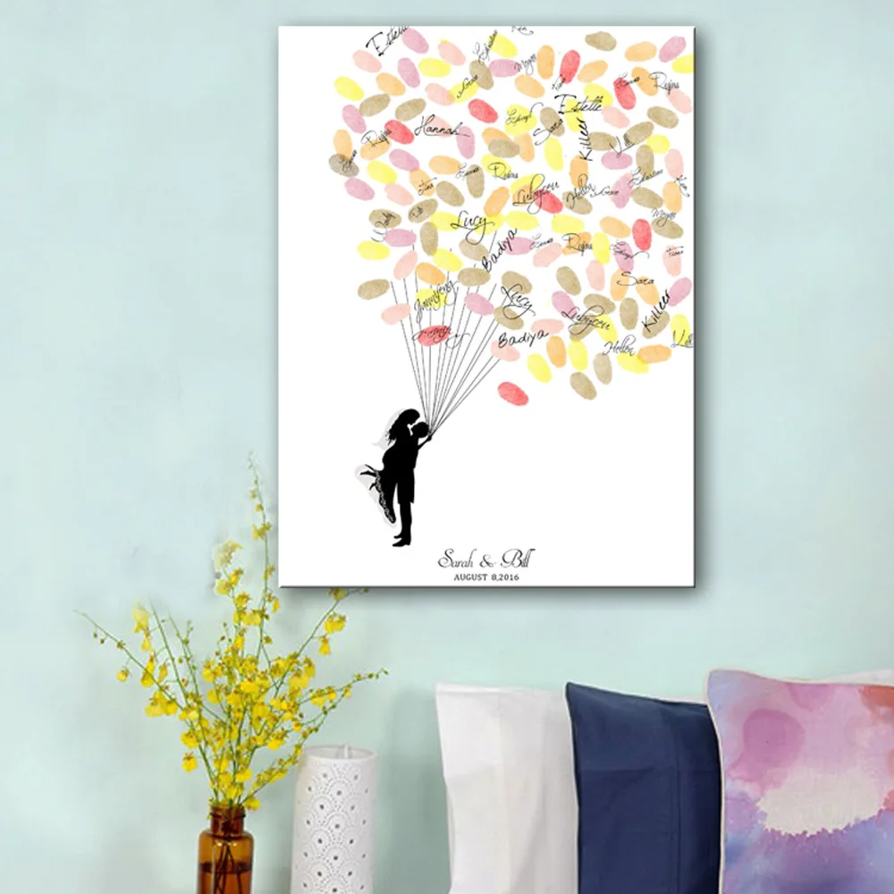 Отпечатки пальцев дерево подпись холщовая живопись пара подарок на свадьбу для