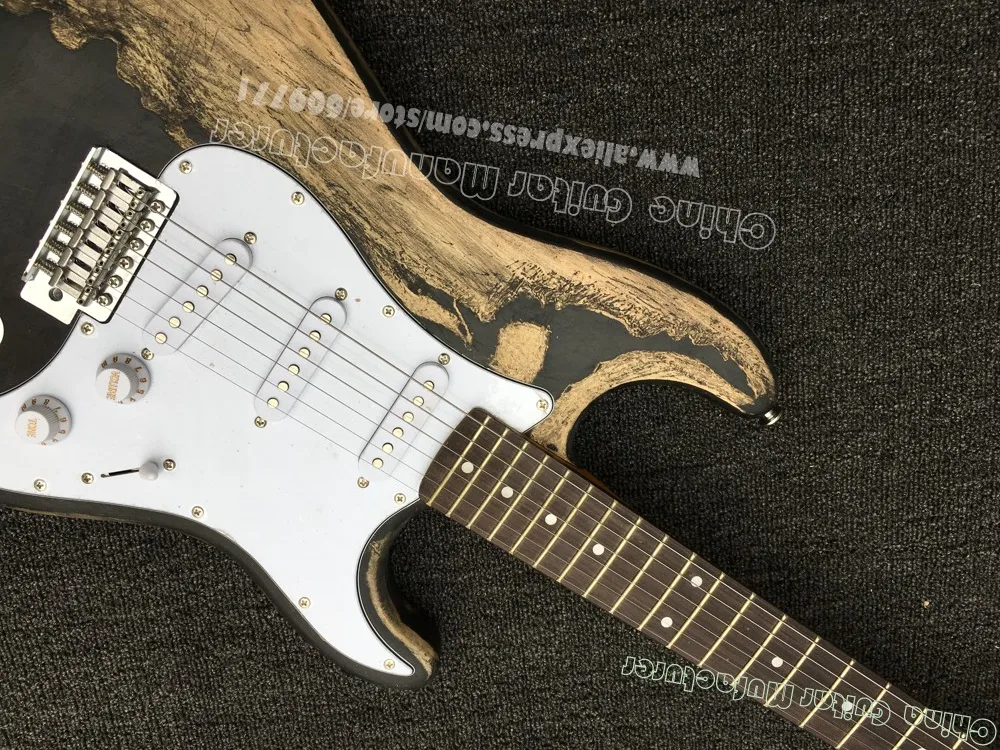 Классическая черная электрическая гитара Strat Relic aged Heavy relic ST бесплатная