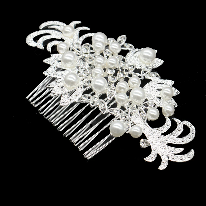 XIAOJINGLING Crystal Leaf Hair Comb Wedding Accessories Bridal Bridesmaids Flower Headwear Rhinestones Head Pieces Jewelry | Украшения и