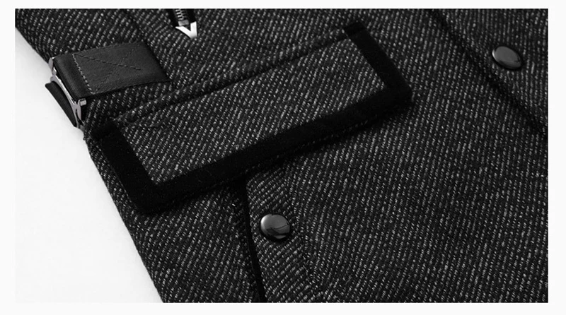 Uniqstore зима стенд воротник Шерстяные пиджаки Для мужчин куртка черный хлопок