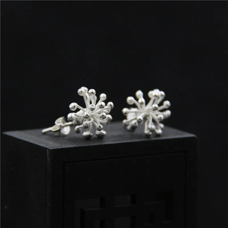 S925 sterling silver dandelion fashion personality earrings plain simple female Thai handmade | Украшения и аксессуары