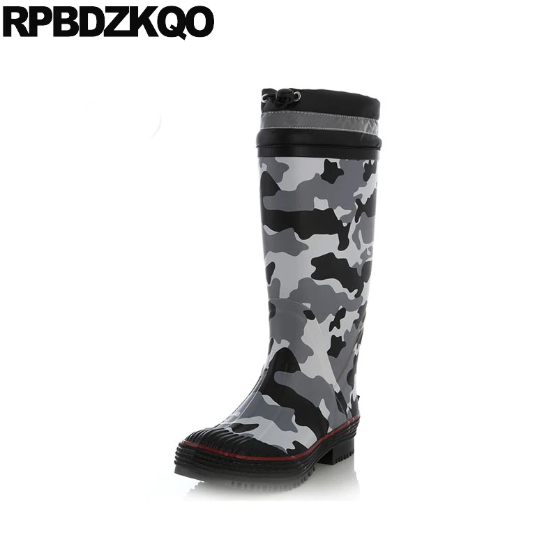 

Shoes Mid Calf Luxury Slip On Waterproof Pvc Round Toe High Quality 2021 Autumn Camouflage Mens Rubber Rain Boots Rainboots Tall