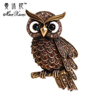 vintage owl brooch corsage scarf clip crystal parrots brooches lapel pin broches jewelry for women lady sweater hats buckles