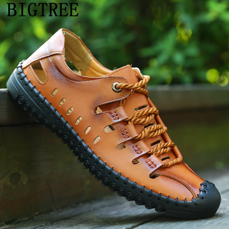 Sandals Man Casual Shoes Outdoor Designer Men Leather Genuine Beach Brand Fashion 2022 | Обувь