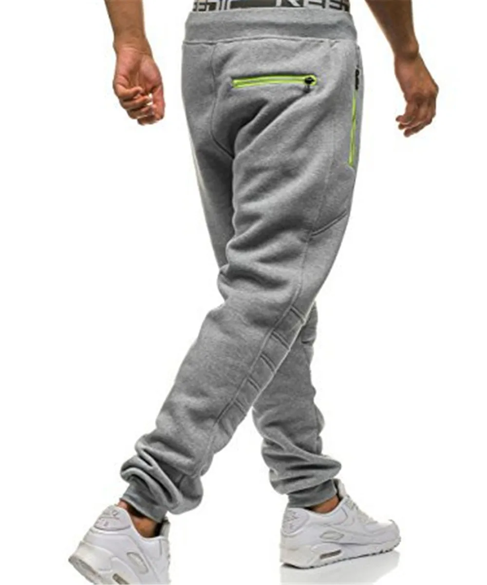 

Sweatpants Men Zipper Pockets Solid Color Pantalon Hombre Casual Trousers Men Clothes Nice Joggers Pants Man Fashion Street Wear