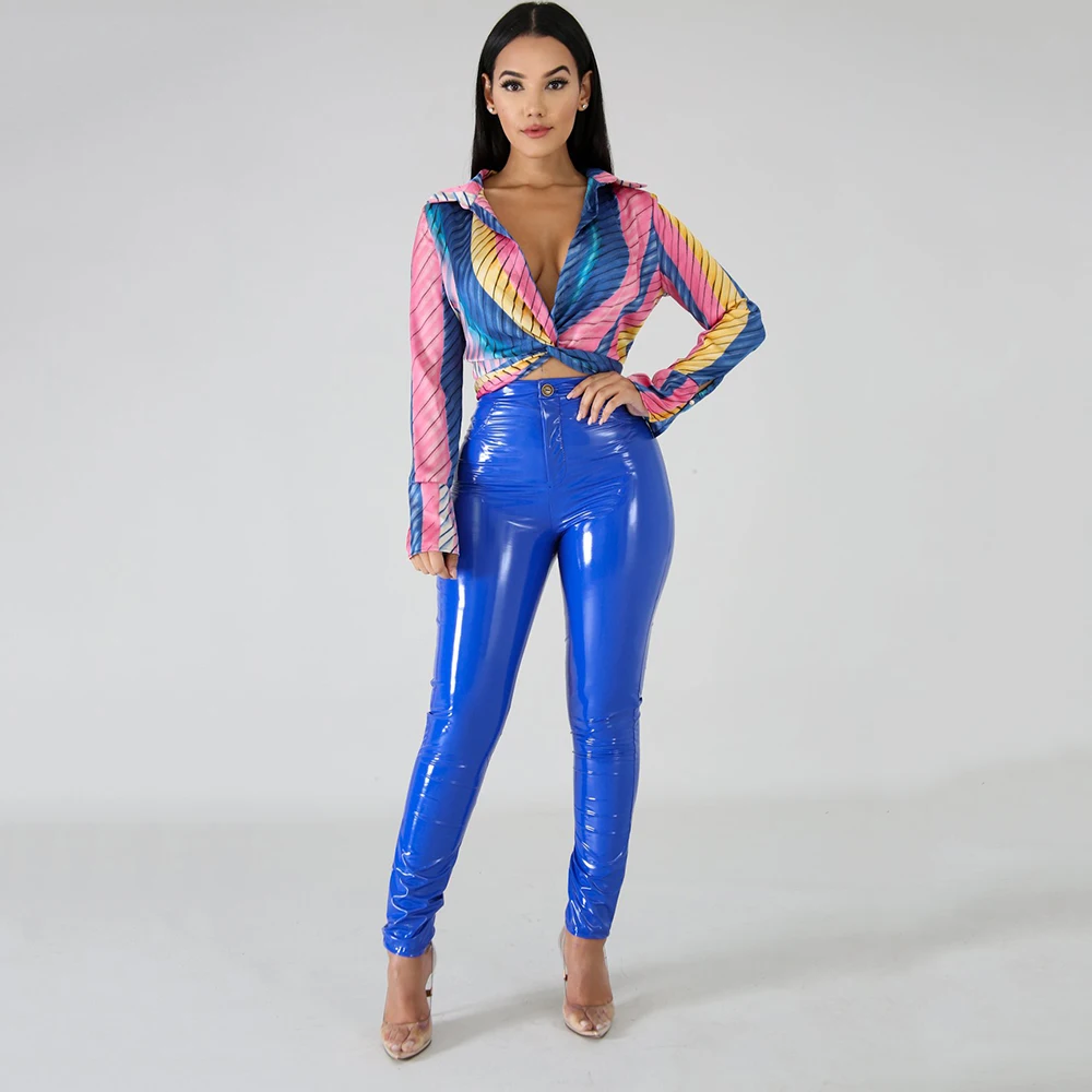 Пикантные однотонные облегающие брюки с высокой талией женские обтягивающие из