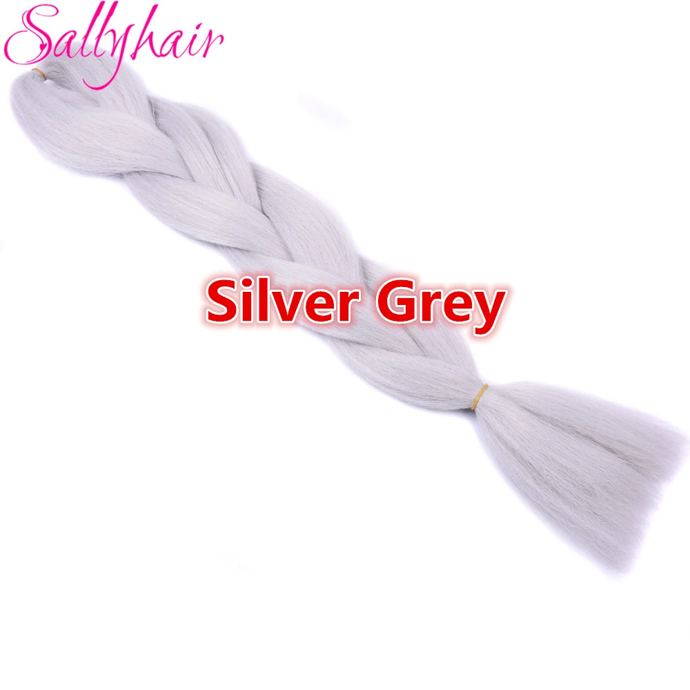 Sallyhair, 24 дюйма, Омбре, плетение волос, 3 тона, черный, синий, серебряный цвет, огромные косички, высокотемпературное волокно, синтетические волосы для наращивания - Цвет: M#33