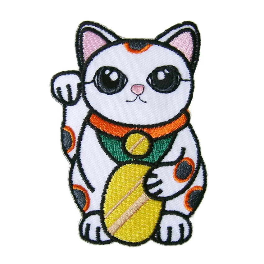 1 шт Япония Lucky Cat Вышитые нашивки швейная аппликация Одежда Обувь Сумки украшение