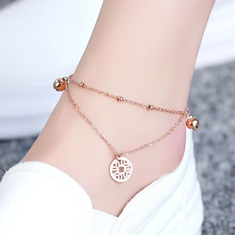 Браслет на ногу в виде старинной китайской монеты для женщин ювелирные изделия