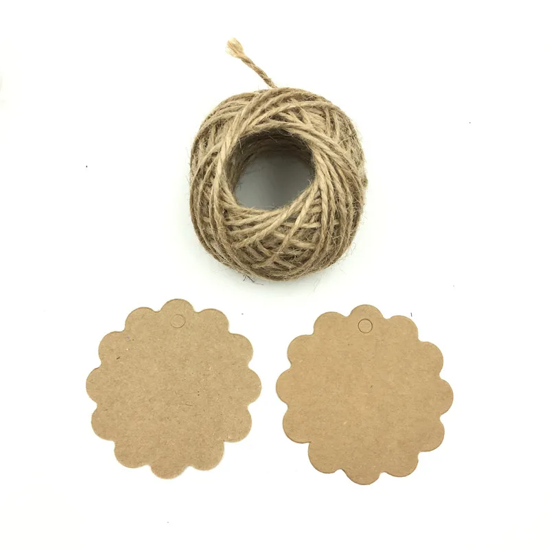 100 шт./лот белые черные коричневые бирки из крафт бумаги в форме цветка для багажа