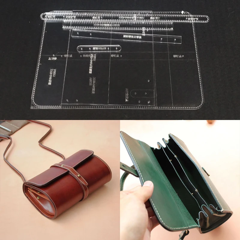 

Acrylic plate type pattern DIY manual leather goods shoulder bag handbag design template Leathercraft tool set 22x11x7cm
