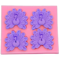 4 hold animal peacock silicone fondant soap 3d cake mold cupcake jelly candy chocolate decoration baking tool moulds fq1729