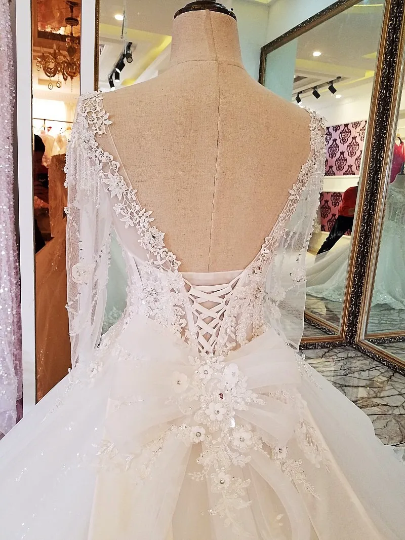 AOLANES реальные фотографии свадебные платья с жемчугом vestido de noiva винтажные