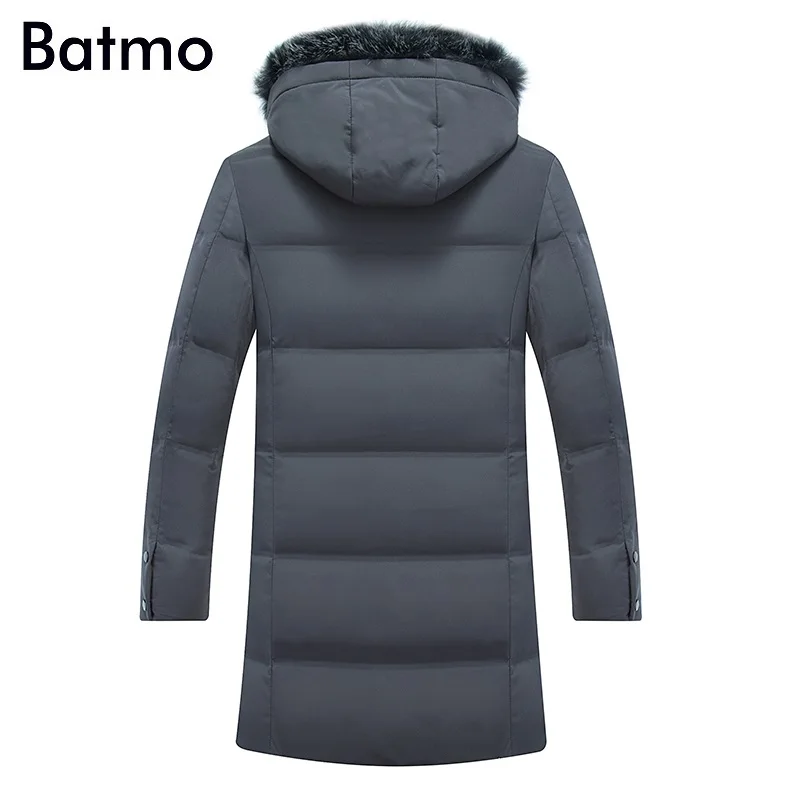 Batmo 2018 Новое поступление высокое качество 90% белый утиный пух воротник из лисьего