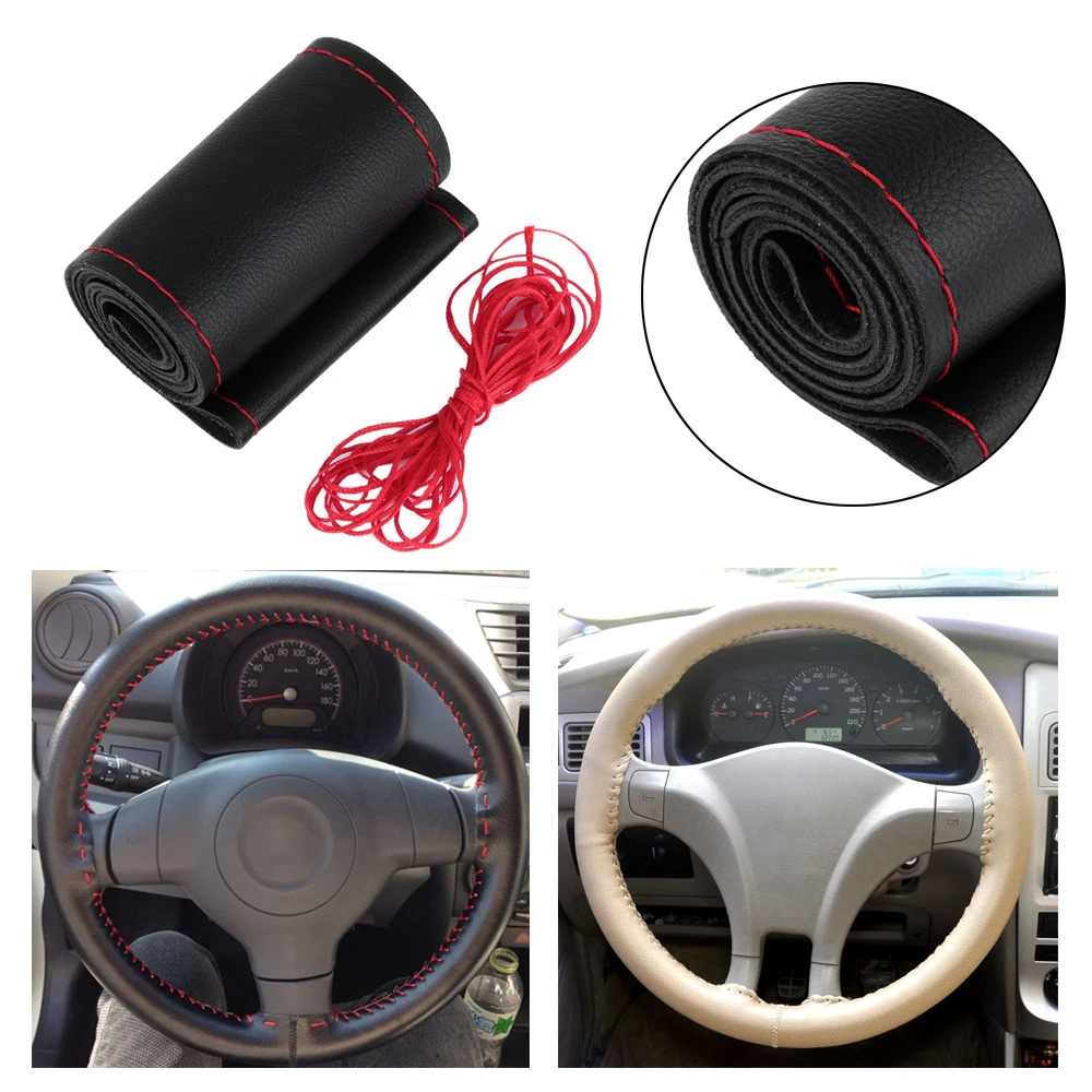 1 шт. DIY чехлы на руль авто Кожаная оплетка автомобиля с иглой и резьбой аксессуары