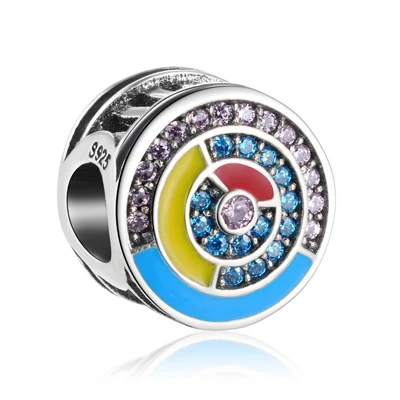 ZMZY свежий античный 925 пробы серебряный шарм из бисера Лето эмаль fit Pandora талисманы браслет для женщин подарок ювелирные изделия - Цвет: Color rhythm