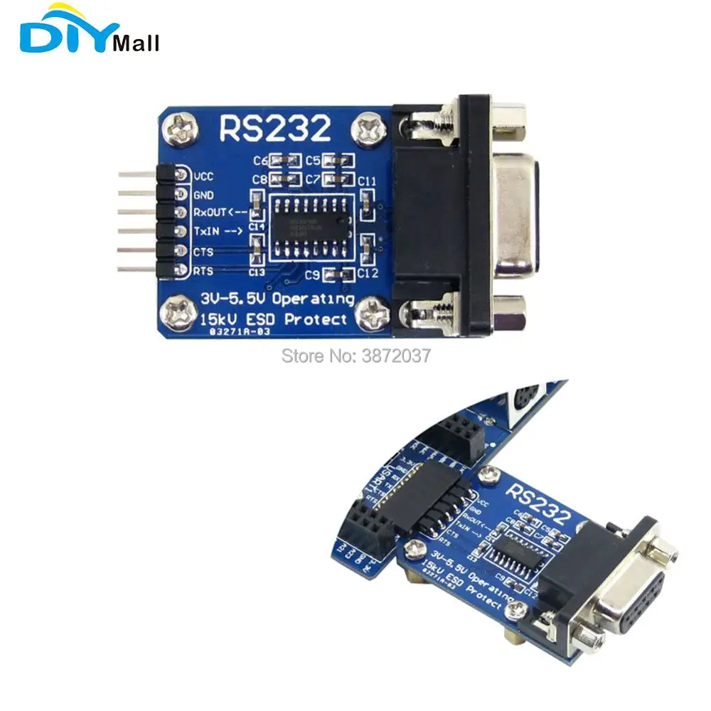 DIYmall для Waveshare RS232 плата SP3232 RS 232 UART TTL трансивера DB9 соединитель|Модули умного дома|