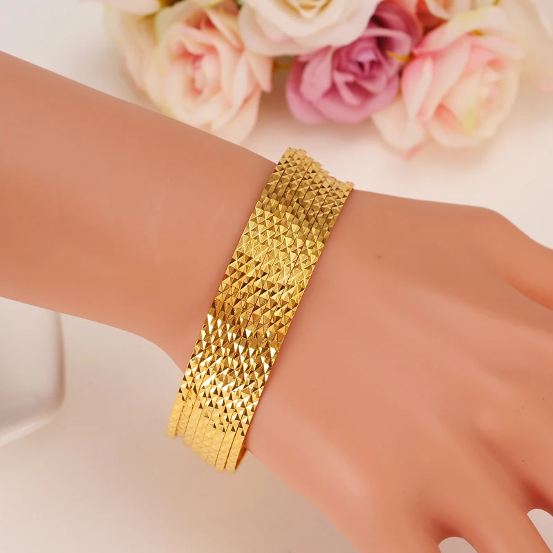 

Bangrui Gold Color Ethiopian Jewelry African Bangles Bracelets Jewelry New Fashion Dubai Gold Bangle Jewelry For Women Men