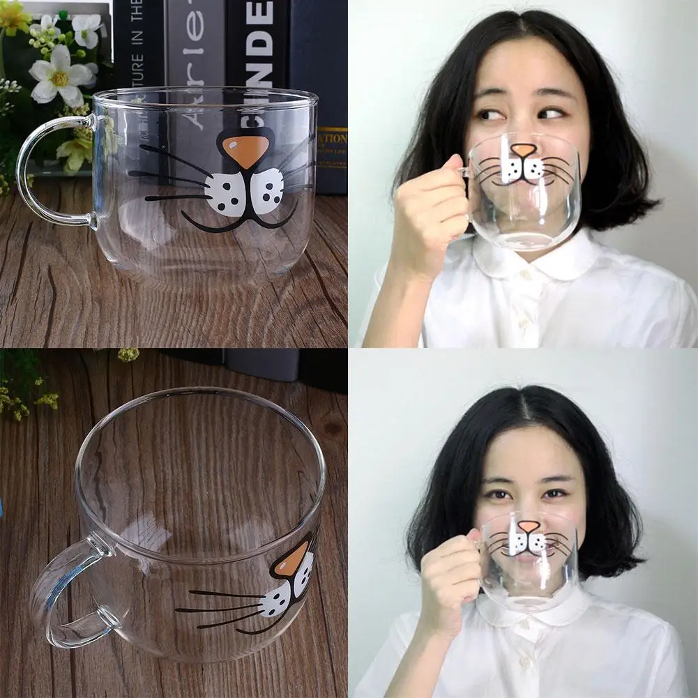 Стеклянная кофейная кружка для кошек прозрачные кружки украшения дома 550 мл
