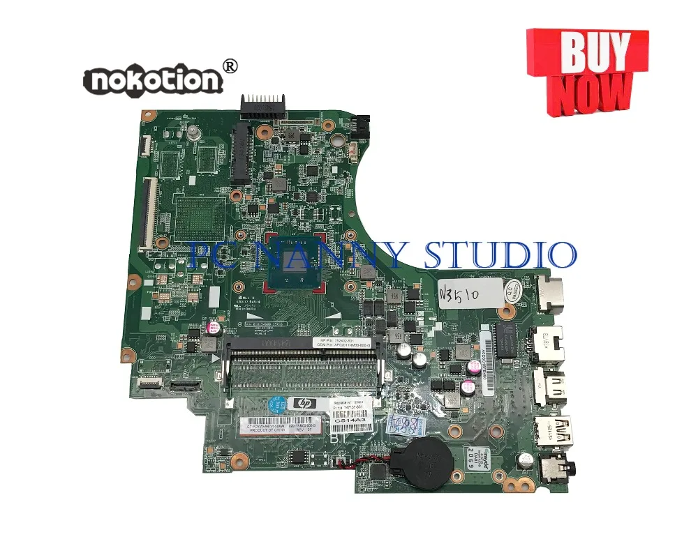 PCNANNY 747138-601 747138-001 для HP 15-d 250 255 Материнская плата ноутбука N3510 DDR3 Протестирована |