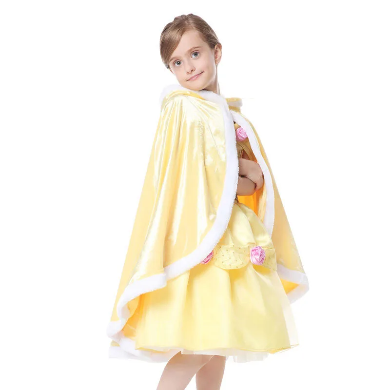 

ABGMEDR Brand Girls Aurora Princess Dress Cloak Girls Belle Costume Children Christmas Dresses Girl Kids Warm Winter Clothes