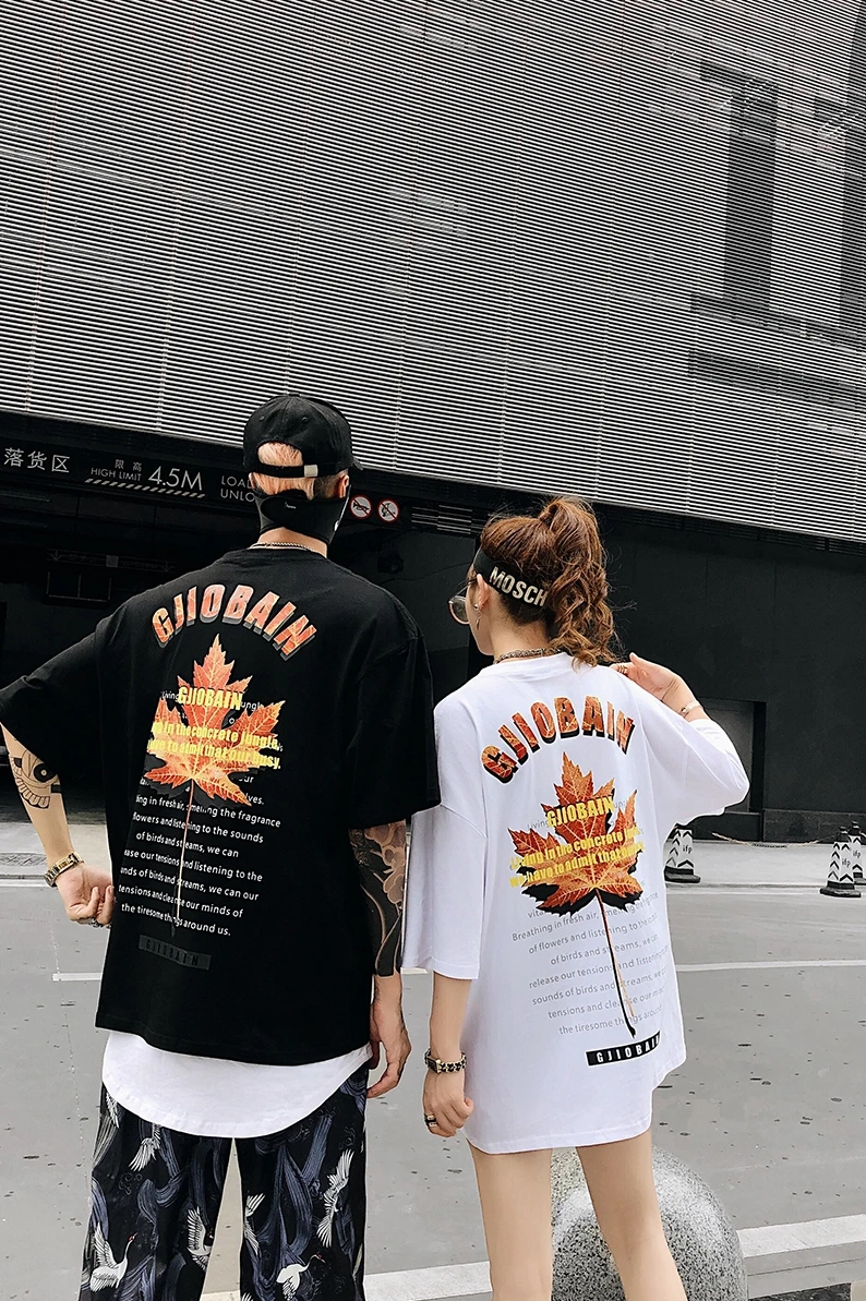 Лето 2019 г. кленовый лист печати Джокер короткий рукав рубашка для мужчин и женщин