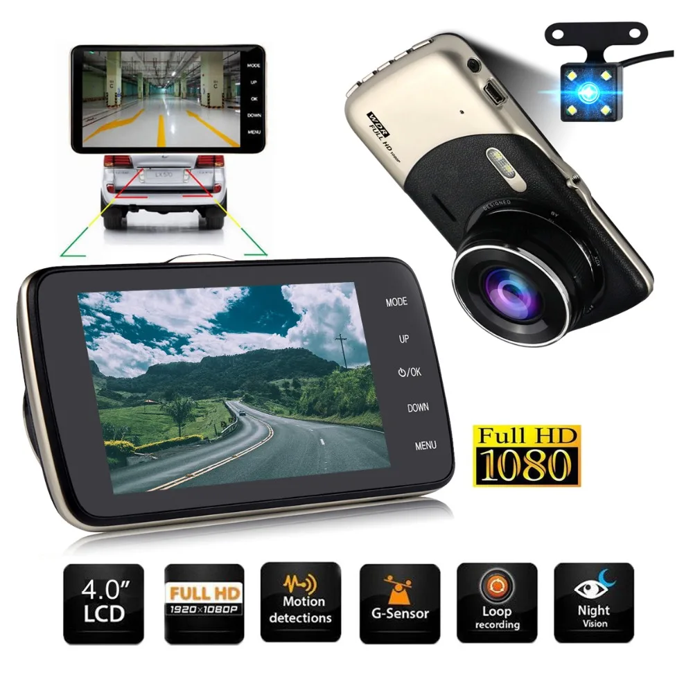 Мини Dash Cam Двойной объектив Автомобильный цифровой видеорегистратор с