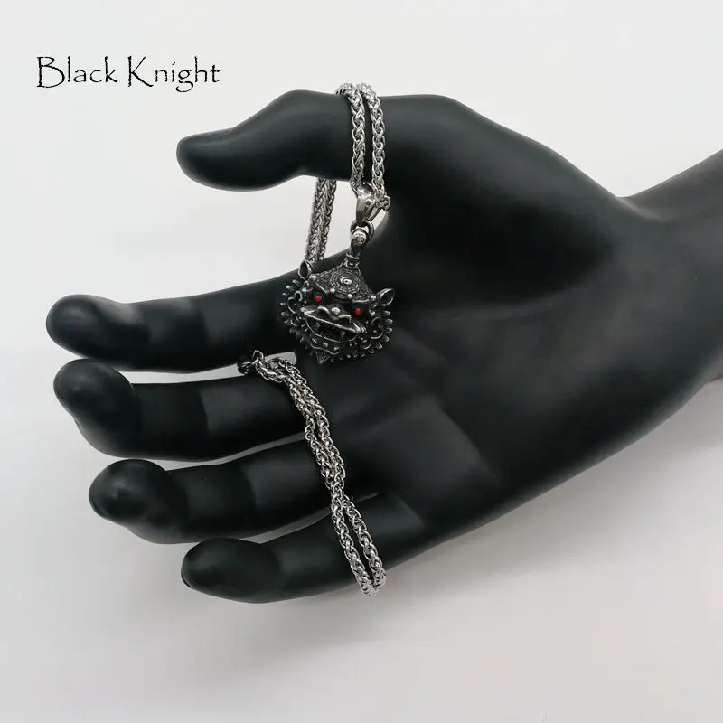 Подвеска-амулет "Черный рыцарь" религии Таоизма из нержавеющей стали винтажного стиля с удачным символом животного Таоистов BLKN0705.