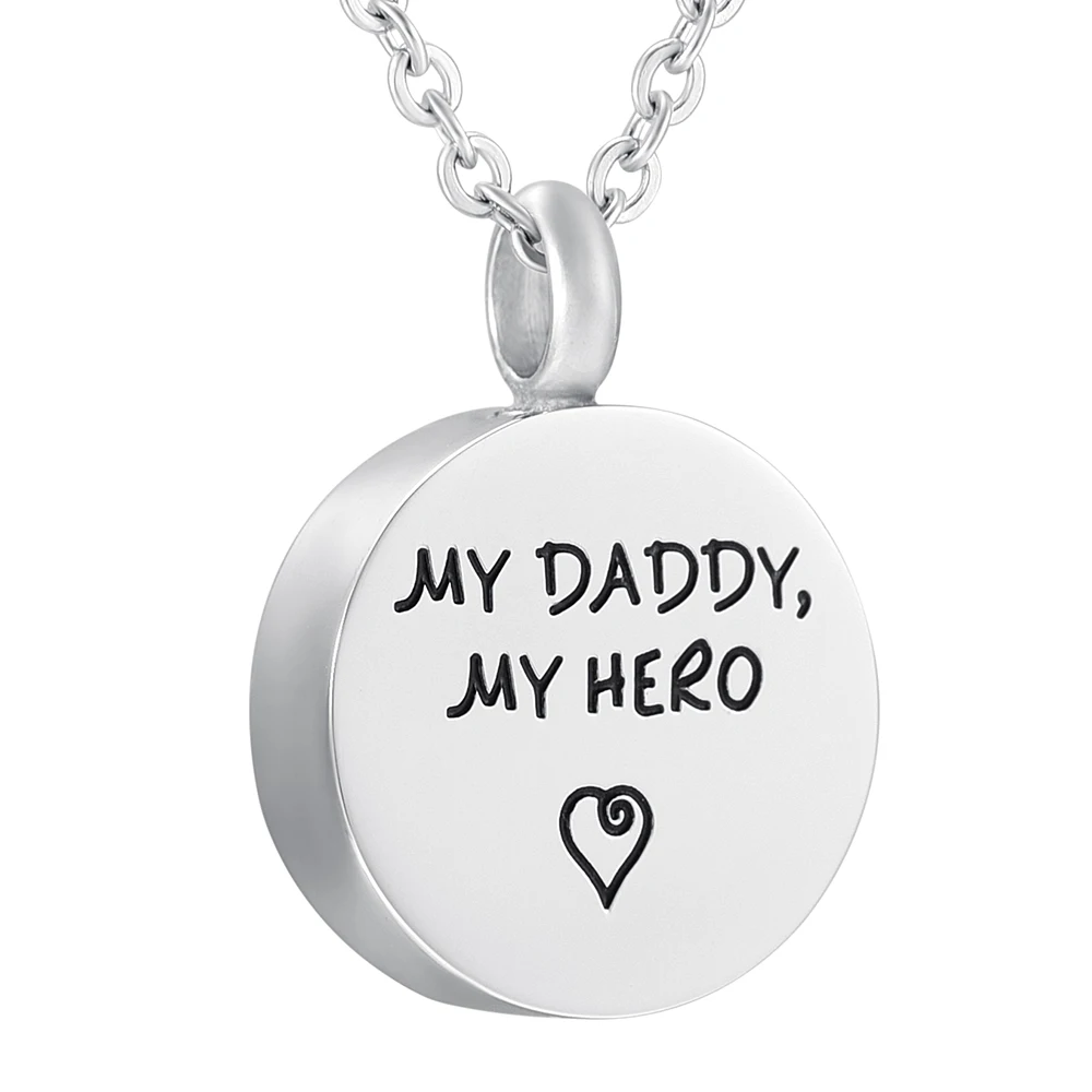 Круглая Подвеска SS9904 &quotMY DADDY MY HERO&quot отполированная из нержавеющей стали